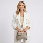 Women Tailored Blazer Double Breasted Structured Jacket