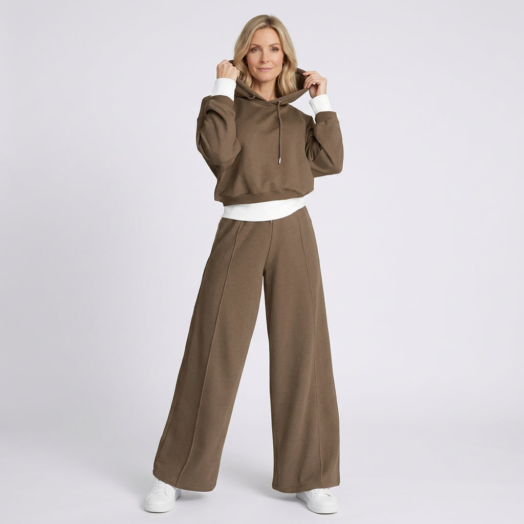 Women Two Piece Hoodie Set Wide Leg Pants Casual Everyday