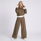 Women Two Piece Hoodie Set Wide Leg Pants Casual Everyday