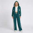 Women Two Piece Tracksuit Set - Zip Hoodie Straight Leg Pants Casual Everyday