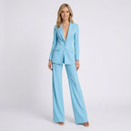 Women Two Piece Tailored Suit Set Blazer and Straight Leg Trousers - Office Wear