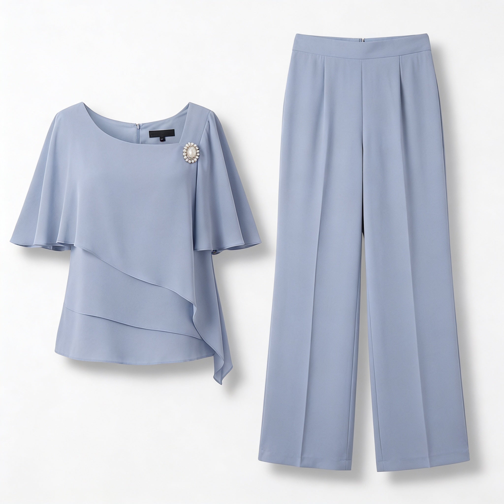 Women’s Layered Top and Straight Leg Trousers Set