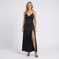 Women Cowl Neck Satin Maxi Dress - Sleeveless Occasion Dress
