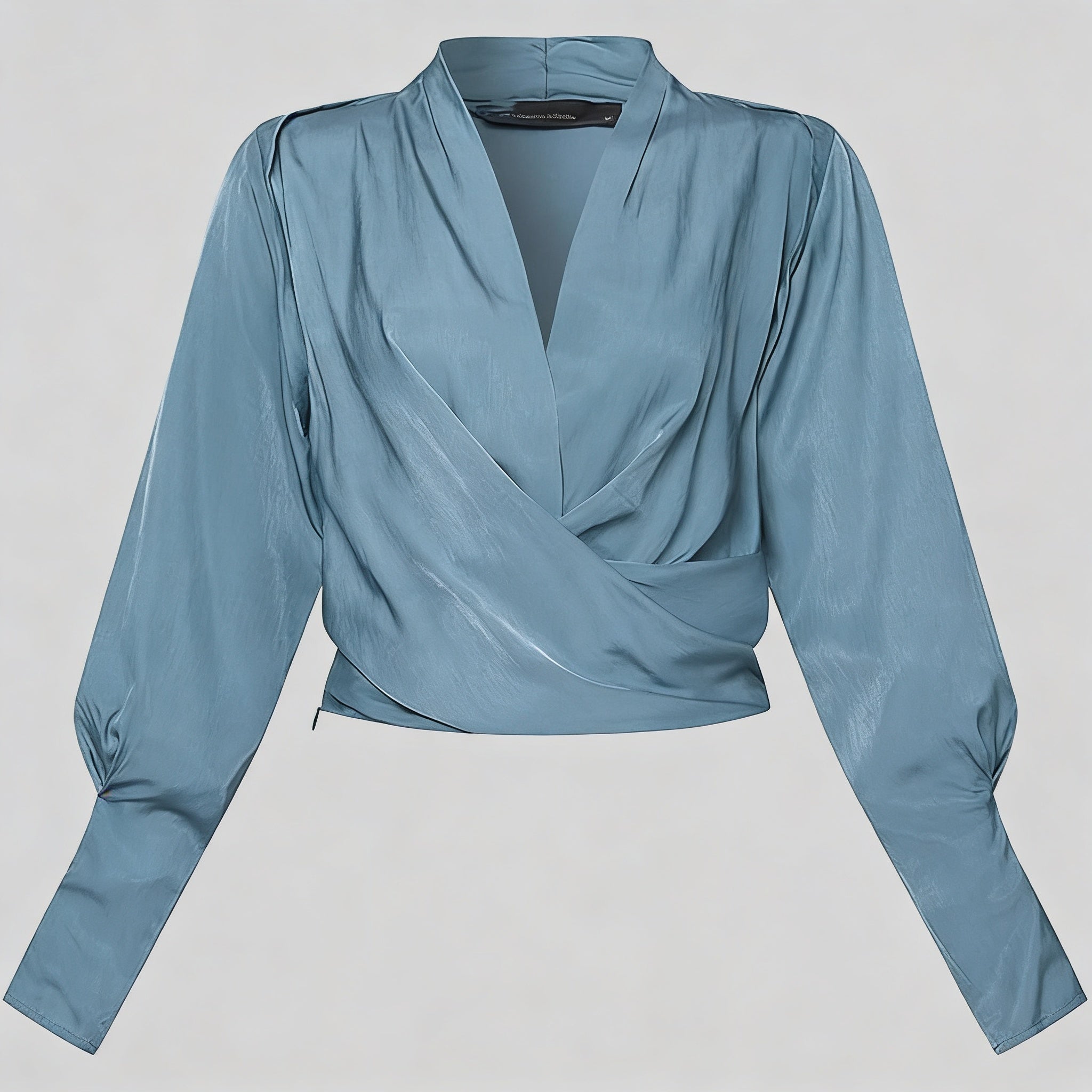 Women Wrap Blouse Long Sleeve Office Workwear Everyday