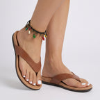 Women’s Thong Strap Flat Sandals – Open Toe Slip On Style