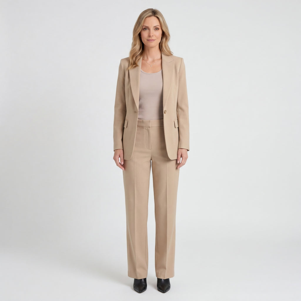 Women Two Piece Tailored Suit Set Blazer and Straight Leg Trousers