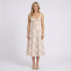 Women Floral Midi Fit and Flare Dress Sleeveless - Casual Occasion Dress